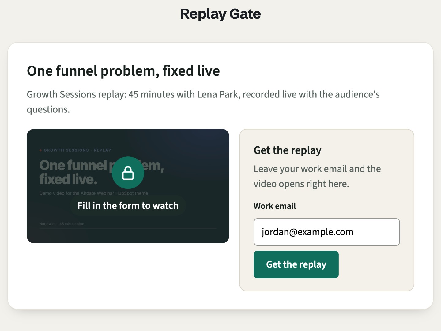 Airdate Replay Gate on a page