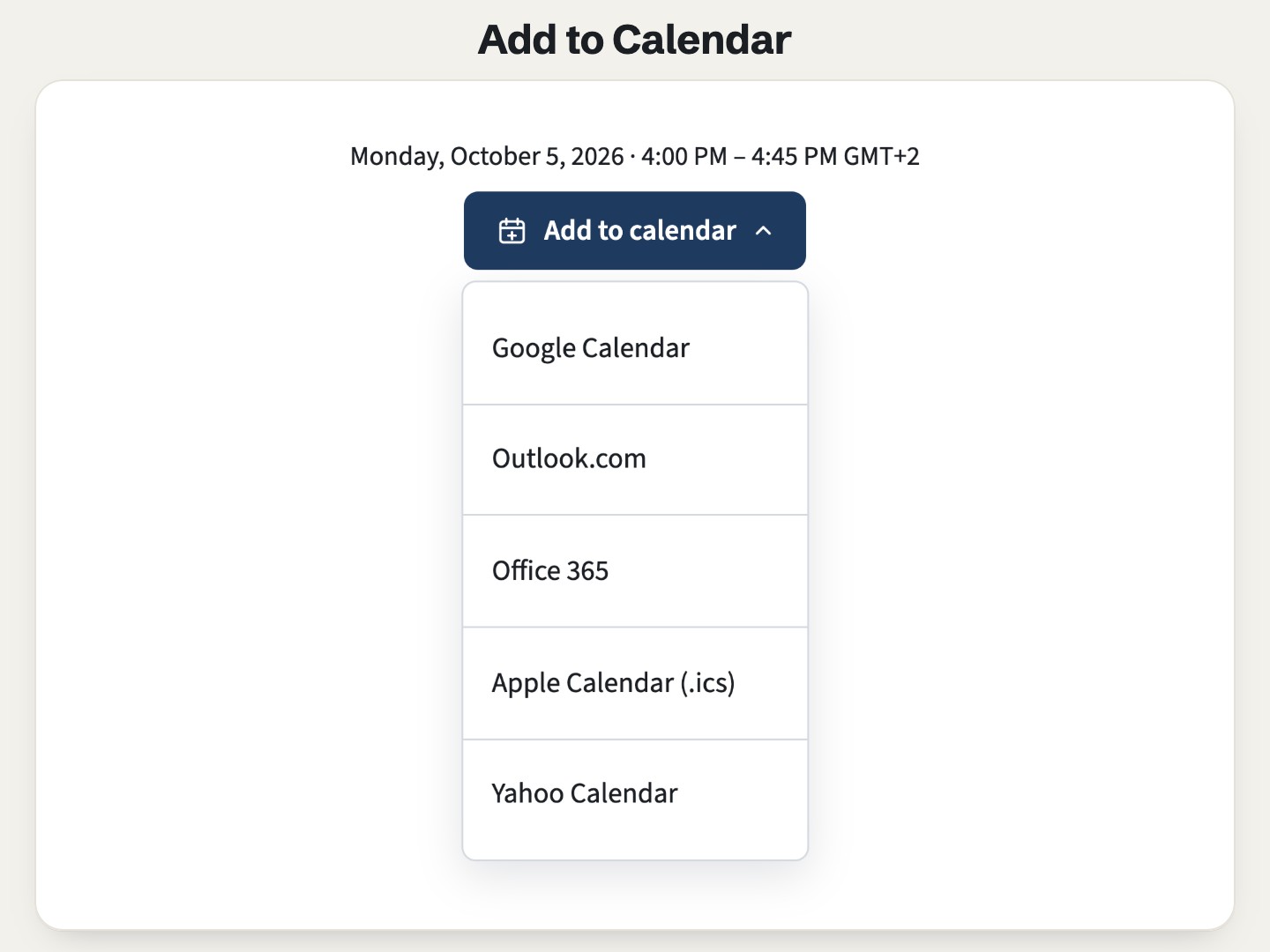 Preview of Airdate Add to Calendar